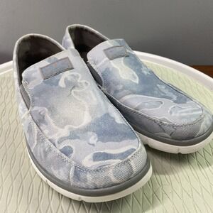 HUK Performance Brewster Mens Fishing Slip On Casual Shoes Light Blue/white Sz.8